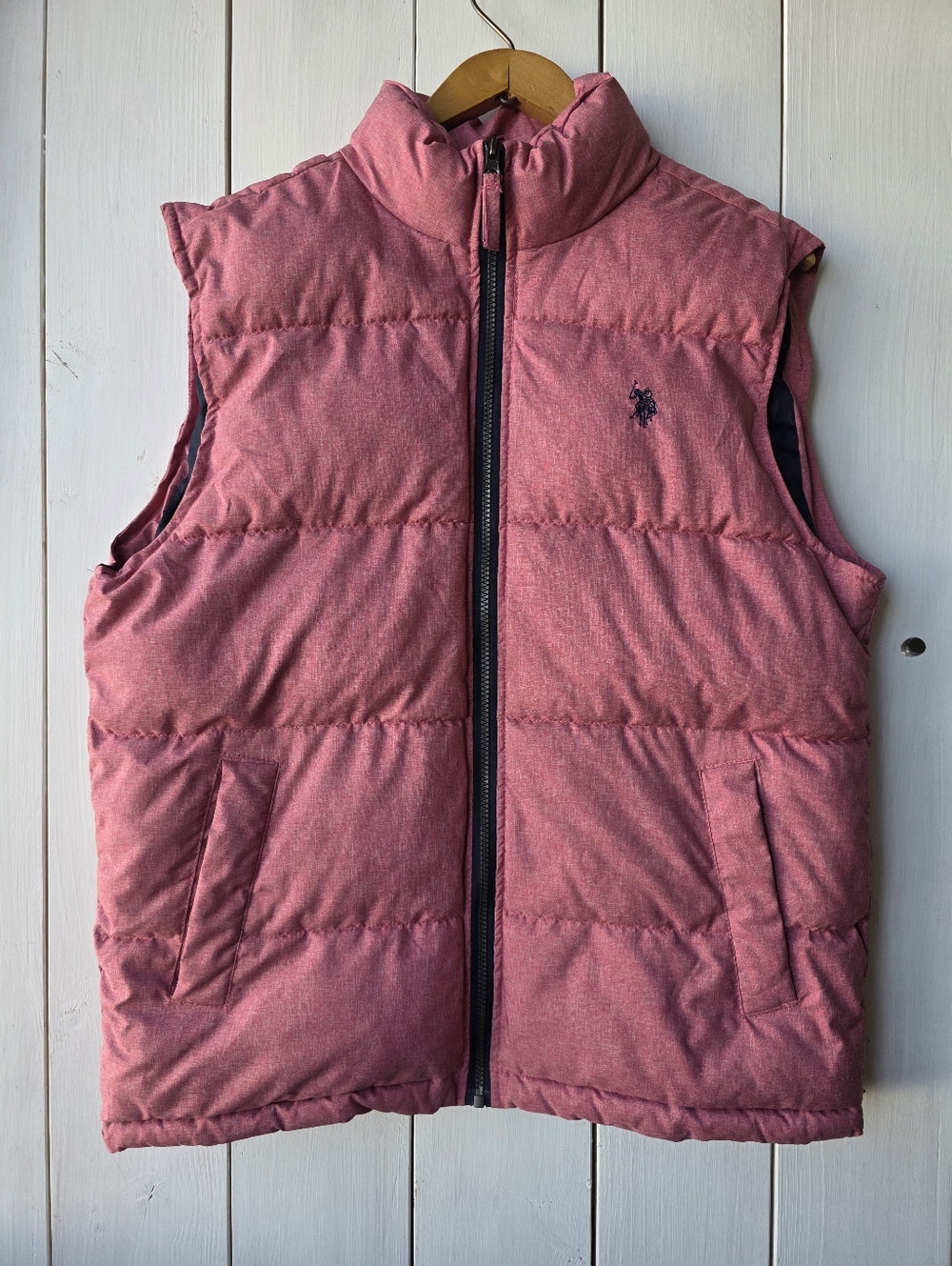 U.S. Polo Assn. Quilted Puffer Vest Dusty Rose Womens Medium
